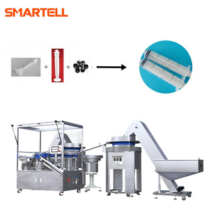 Ligne de production automatisée de seringues avec piston à barre intégré et ensemble de joints