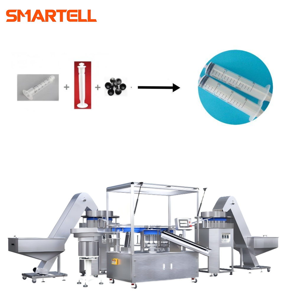 Ligne complète d'assemblage de corps de seringue, de piston et de joint