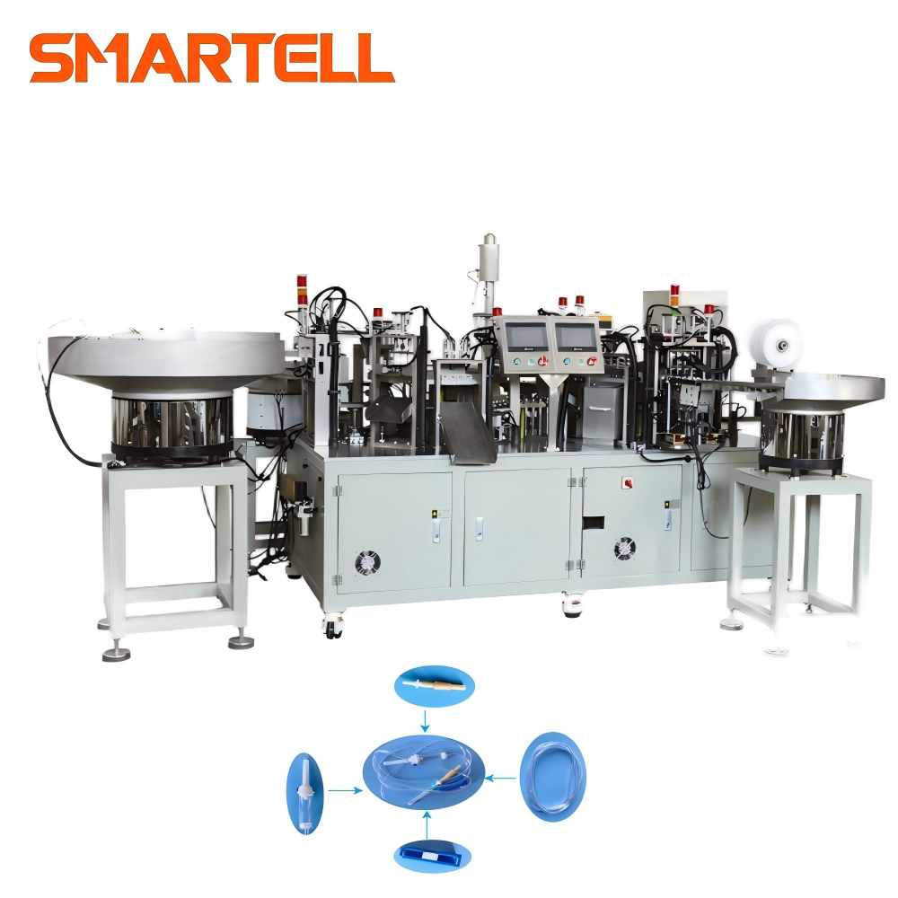 Ensemble de perfusion automatique, machine d'assemblage de chambre compte-gouttes en six parties