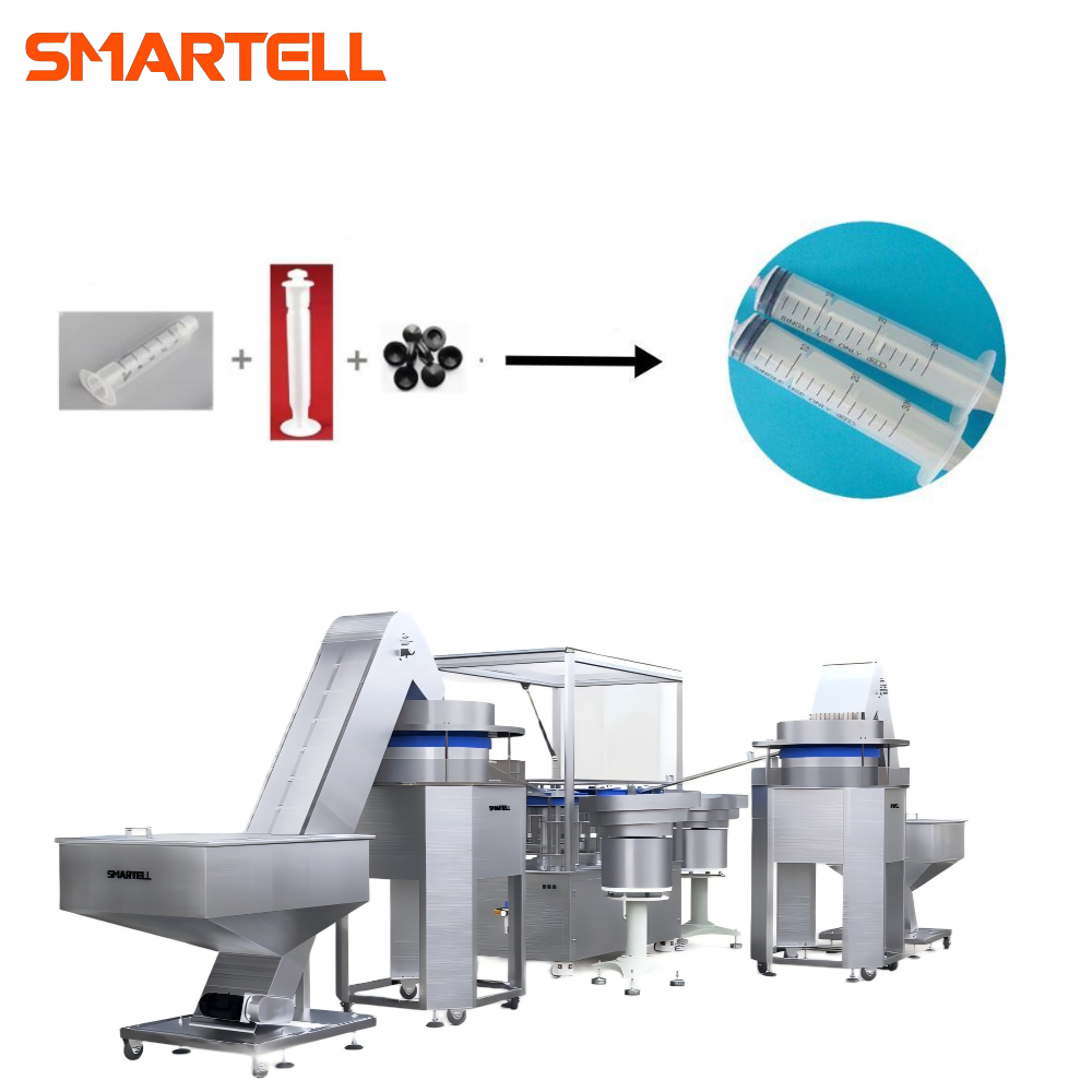 Ligne complète d'assemblage de corps de seringue, de piston et de joint