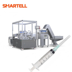 Machine d'impression automatique de barils de seringues avec trémie centrifuge et pulvérisation d'huile de silicone